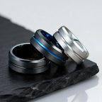 Trendy Brushed Tungsten Carbide Ring for Men Boys,8mm Grooved Durable Bend Ring,Father's Day Anniversary Gifts