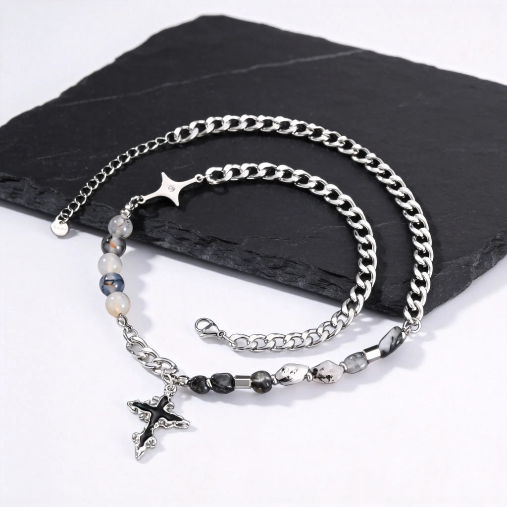 PENDRA Cross Pearl Beaded Necklace