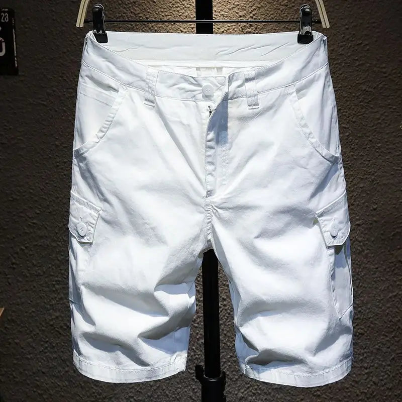 PENDRA Short Slim White Solid Color Cowboy Cotton Denim Jeans