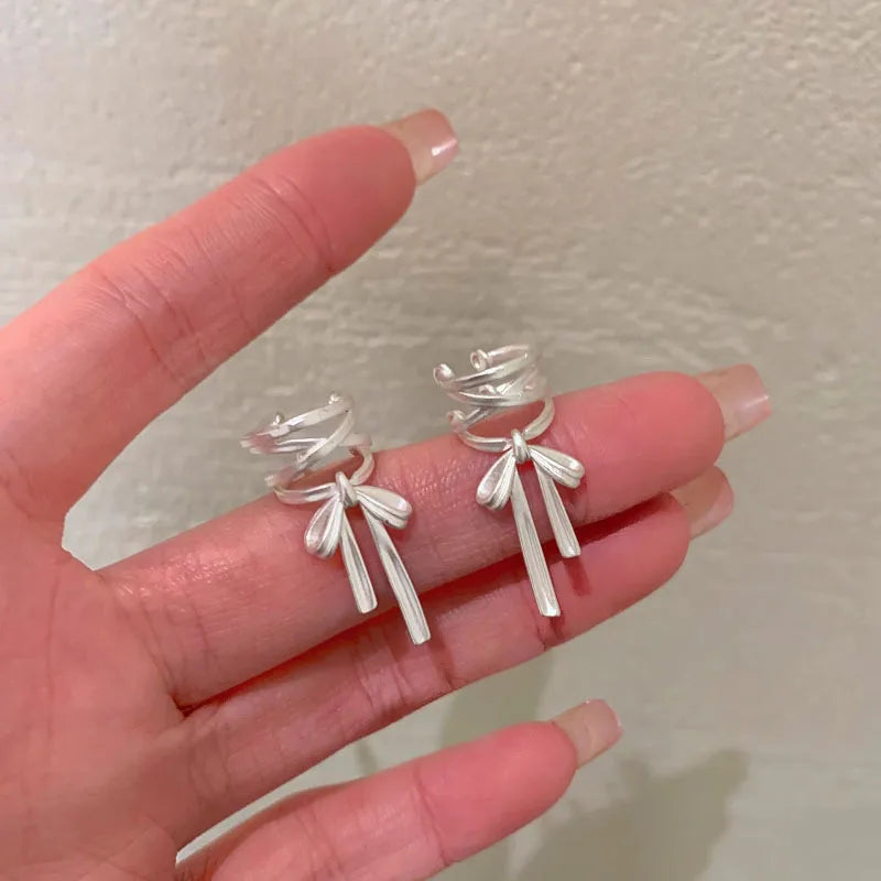 VENTFILLE 925 Sterling Silver Bow Knot Pearl Earring for Women Versatile Korean Design Gift Jewelry Dropshipping