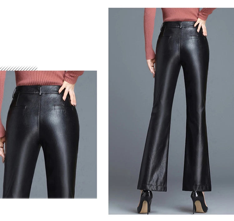 PENDRA Micro Flared Leather Fleece Pants