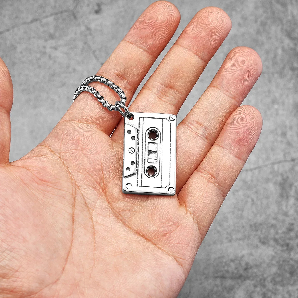 Rock Cassette Tape Stainless Steel Men Women Necklaces Pendants Chain Punk HipHop Fashion Jewelry Creativity Gift Wholesale