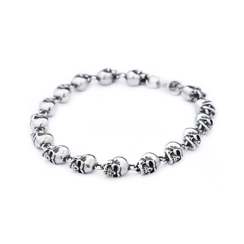 PENDRA Skullmark Stainless Steel Biker Bracelet