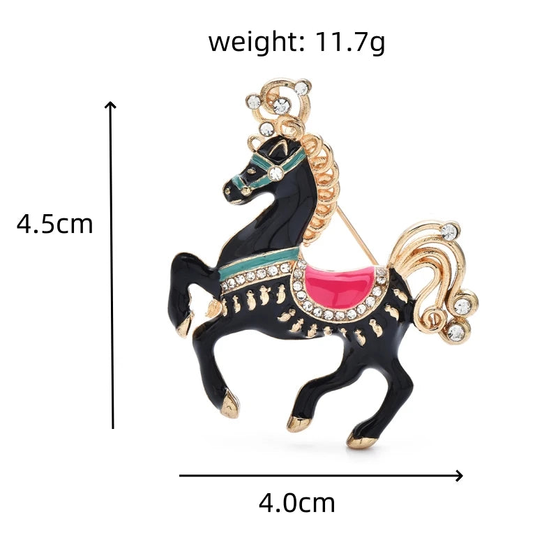Wuli&baby 4 Colors Amusement Park Carousel Enamel Unicorn Horse Women Brooch Pins Gift Fashion Jewelry For Kid Bag Accessory
