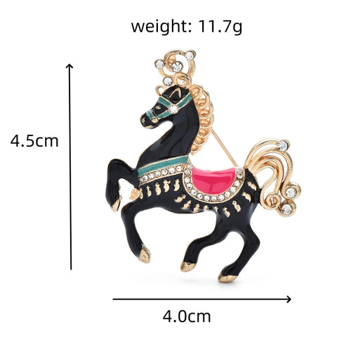 PENDRA 4 Colors Amusement Park Carousel Enamel Unicorn Horse Women Brooch