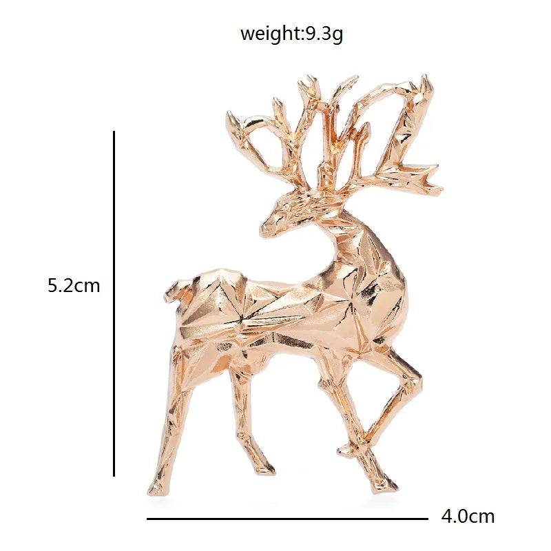 Wuli&baby Metal Deer Brooches For Women Unisex 2-color Christmas Animal Casual Office Brooch Pin Gifts
