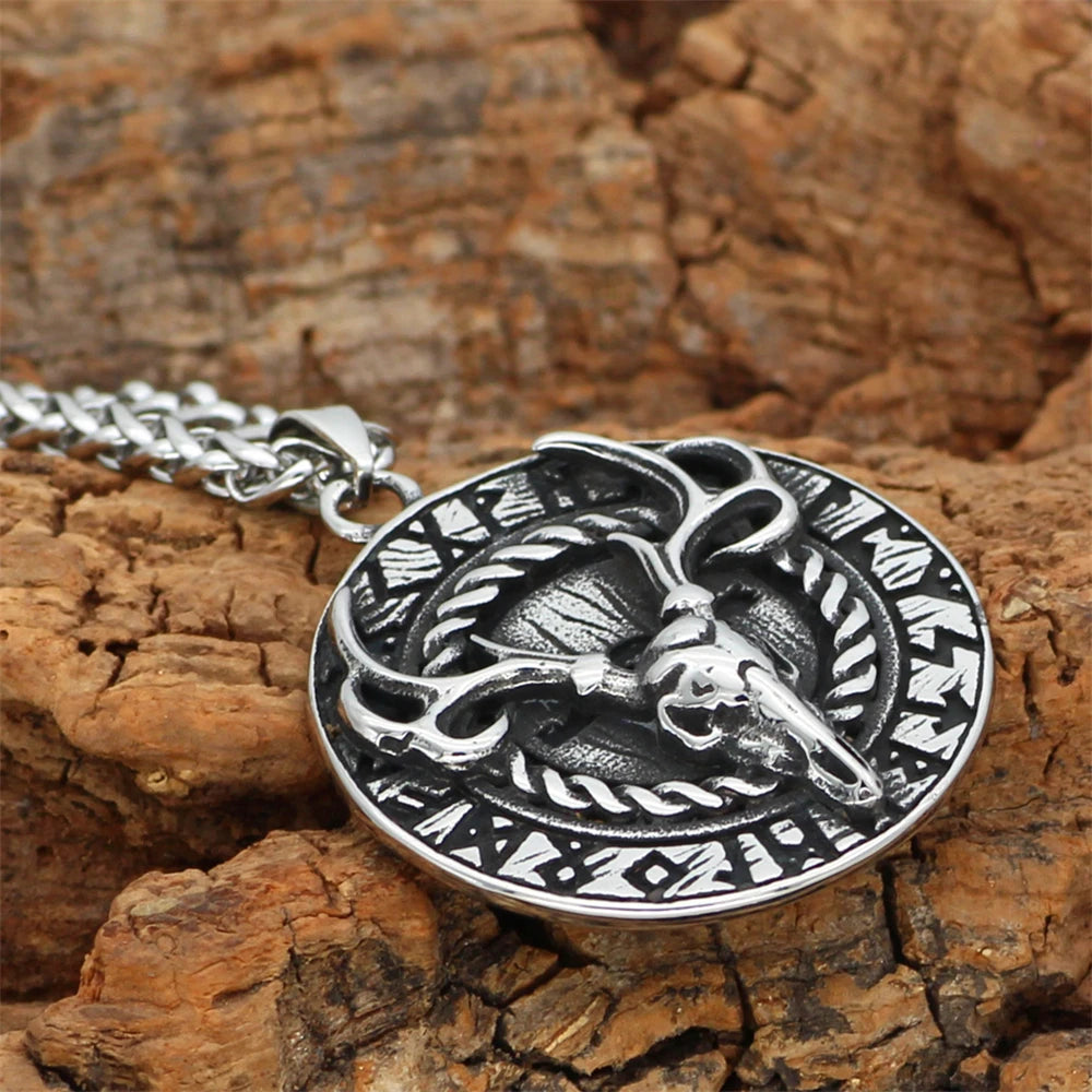 PENDRA Rune Norse Skull Necklace
