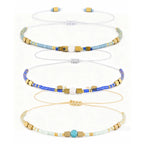 1/2/3pcs Boho Beaded Bracelets for Men,Handmade Mini Gold Color Stainless Steel Beads Glass Seeds Wristband,Summer Jewelry