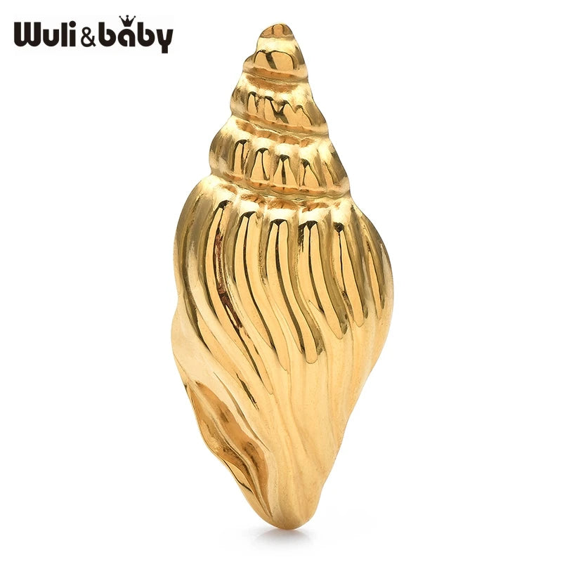 PENDRA Coastal Conch Stainless Steel Brooch