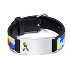Personalized Autism Bracelet for Little Boy Girl ,Engraved Medical Alert ID Adjustable Silicon Bracelet,Aspergers Gift