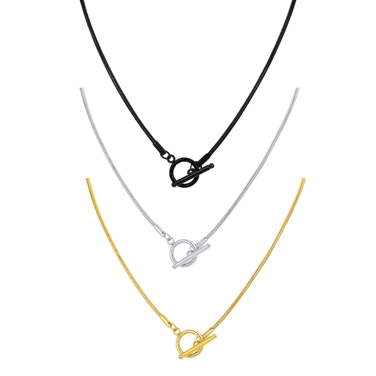 2mm Classic Round Snake Chain Necklace for Men Boys,50cm Toggle Chain Link Collar,Simple Easy Clasps Chains