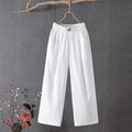 Female 2025 High Quality Loose Trousers Summer Elastic Waist Women's Pants Casual Solid Cotton Linen Ankle Length Pants