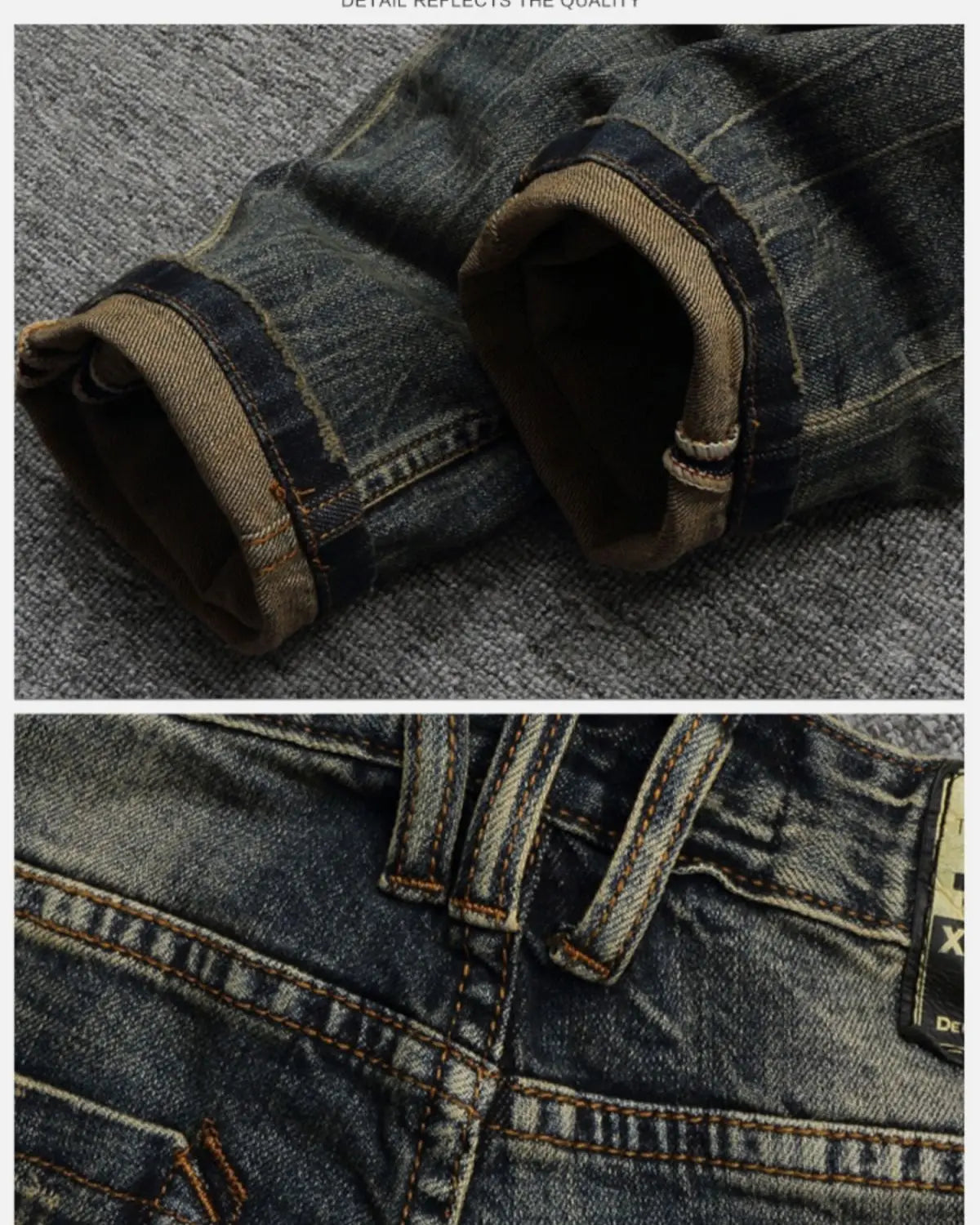 MEN FASHION Korean Style Clothes Brushed Fleece Denim Cargo Vintage Winter Straight Slim Luxury Streetwear 90s Trousers for Men