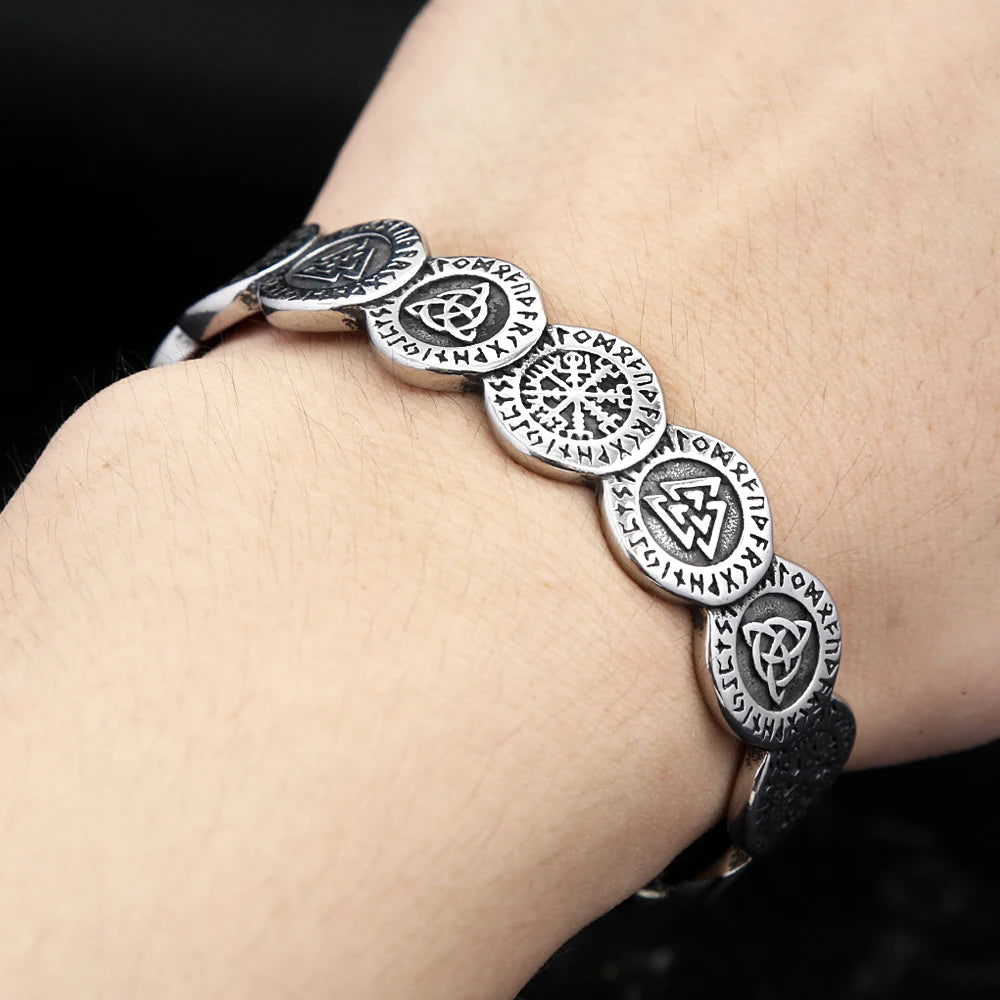 PENDRA Valknut Stainless Steel Nordic Rune Bracelet