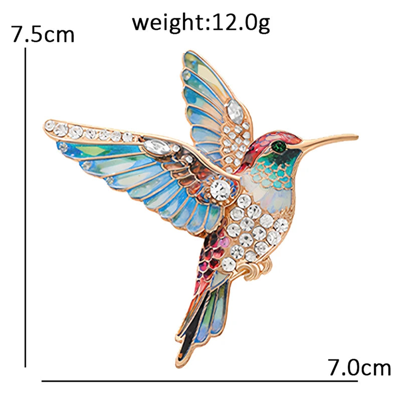 PENDRA Hummingbird Rhinestone Bird Brooch