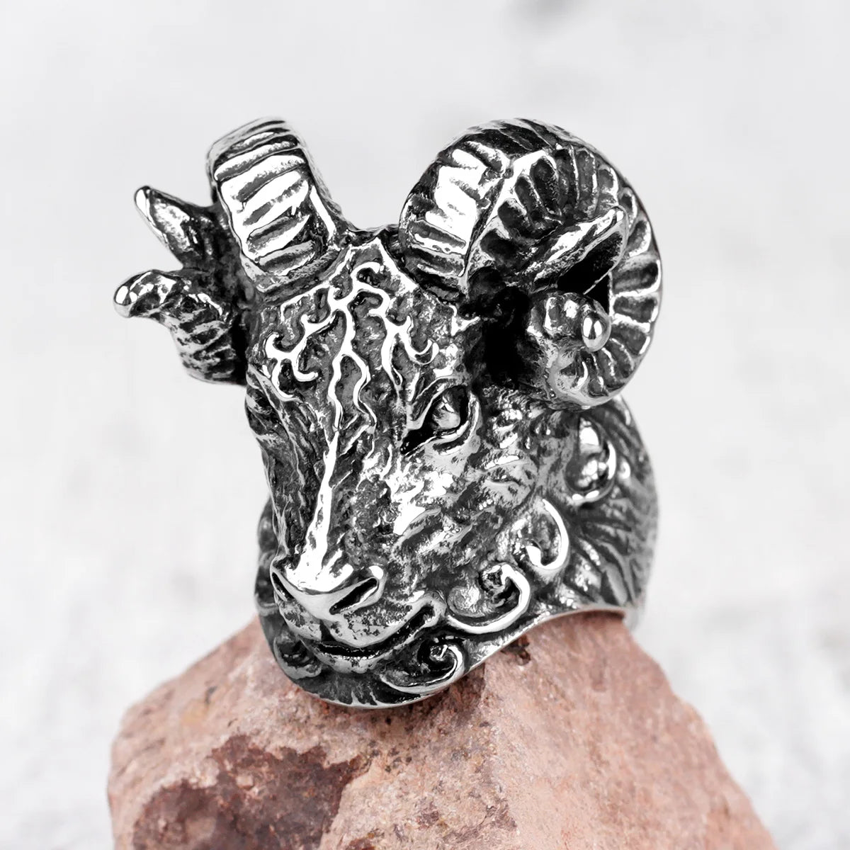 PENDRA Sheep Goat Head Steel Ring