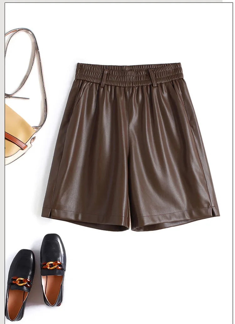 PENDRA Full Leather Wide Leg Shorts
