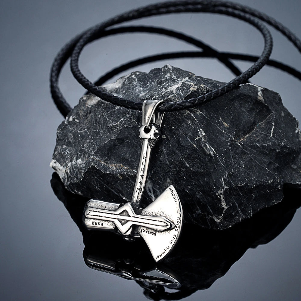 PENDRA Thor Hammer Norse Leather Necklace