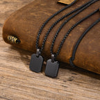 Free Custom Engraving Geometric Necklaces, Men's Waterproof Stainless Steel Square Pendant Collar with Box Chain