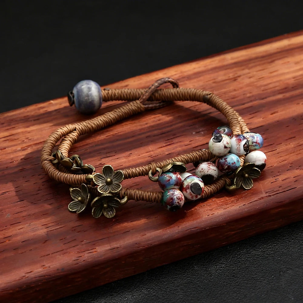 PENDRA Ceramica Blue Pattern Handmade Ceramic Bracelet