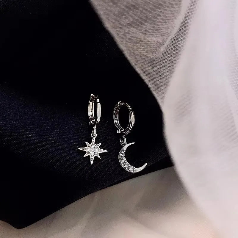 VENTFILLE 925 Sterling Silver Hoop Earring for Women Black Agate Hip Hop Versatile Big Bohemia Punk Jewelry Gift Dropshipping