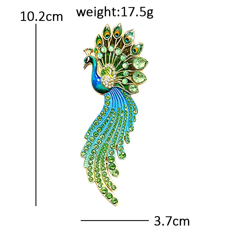 PENDRA Royale Rhinestone Peacock Brooch