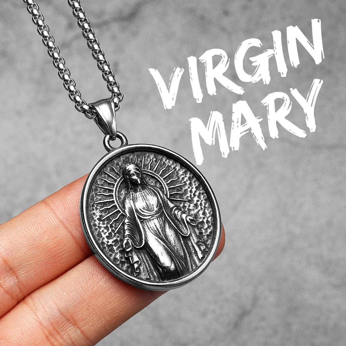 Virgin Mary Guadalupe Angel Cross Stainless Steel Men Necklaces Pendant Chain Amulet For Women Fashion Jewelry Gifts Wholesale