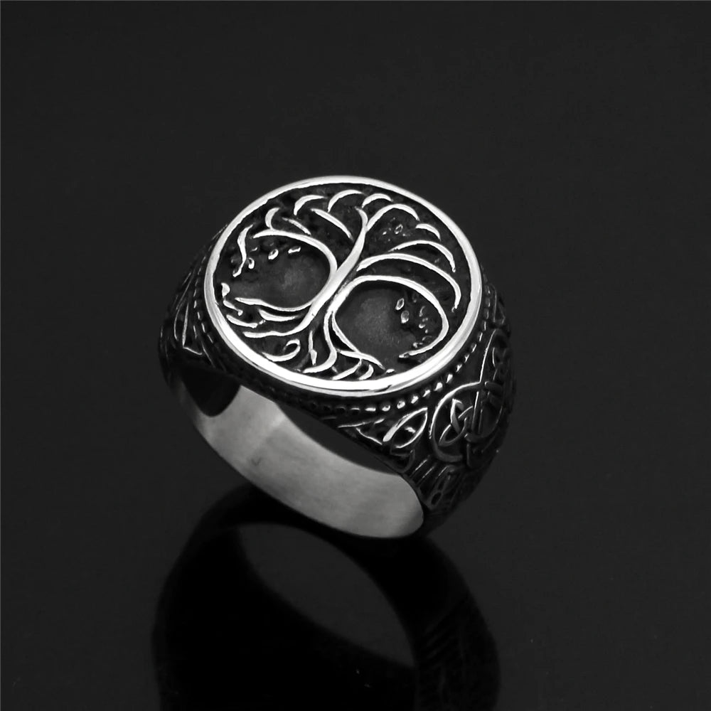 PENDRA Celtic Knot Rune Steel Ring