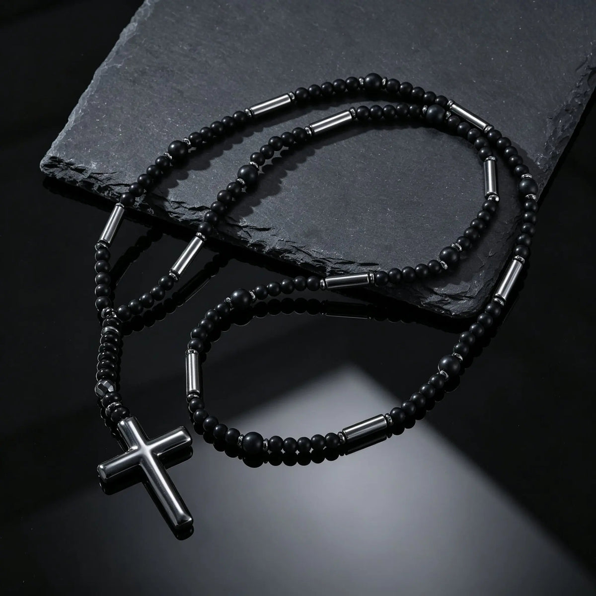 PENDRA Cross Beaded Rosary Rosary Necklace