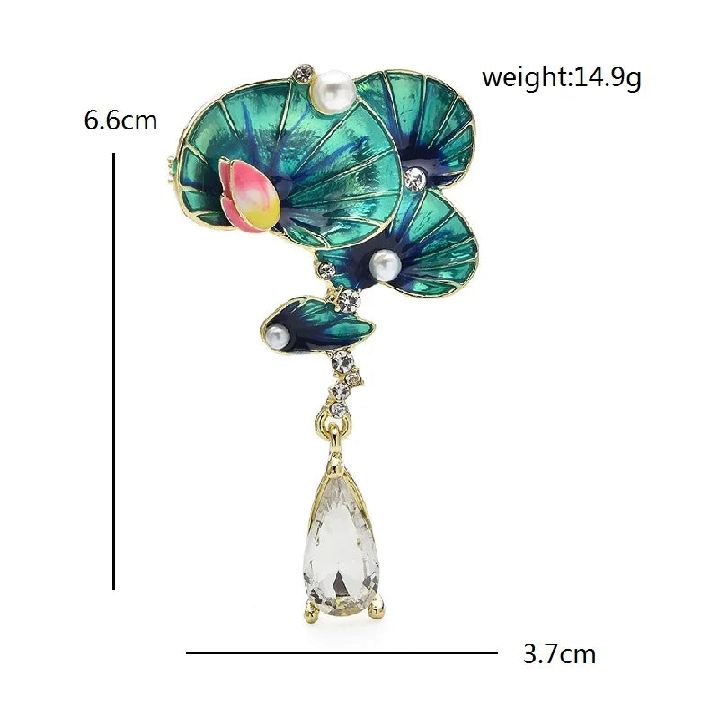 PENDRA Lotuselle Waterdrop Lotus Flower Brooch