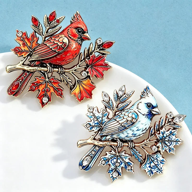 PENDRA Perched Songbird Vintage Rhinestone Brooch