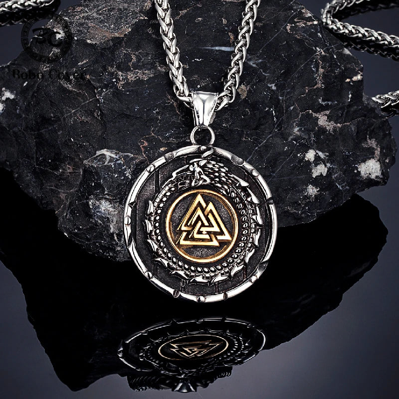 PENDRA Dragon Rune Steel Necklace