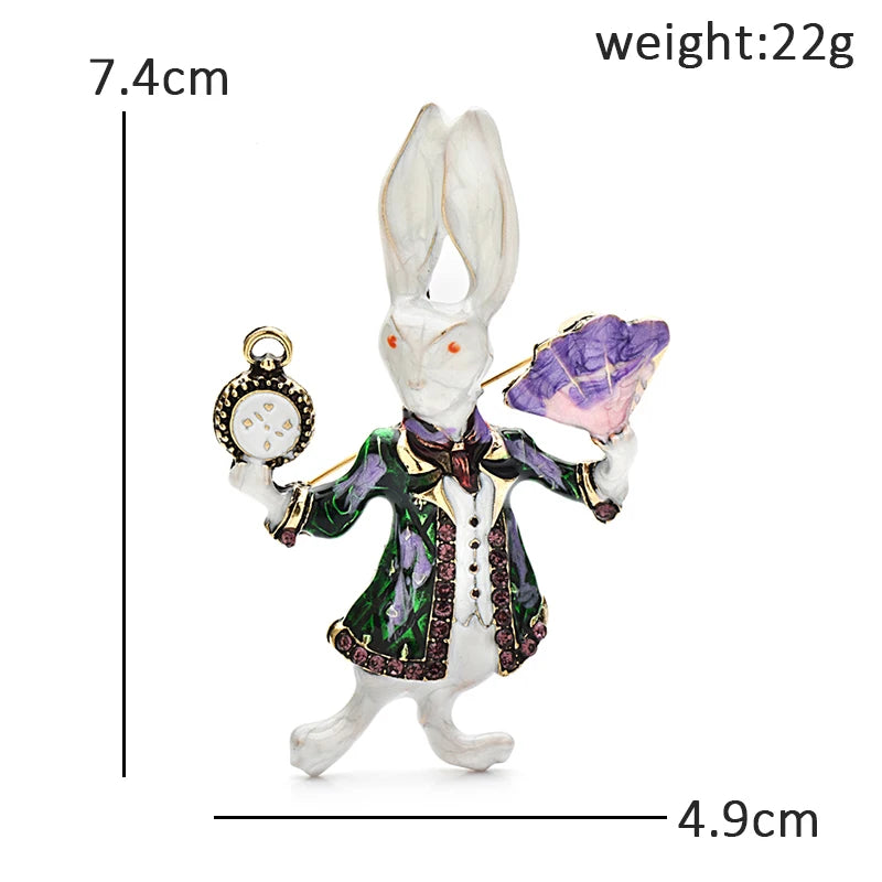 PENDRA Whimsy Enamel Rabbit Brooch