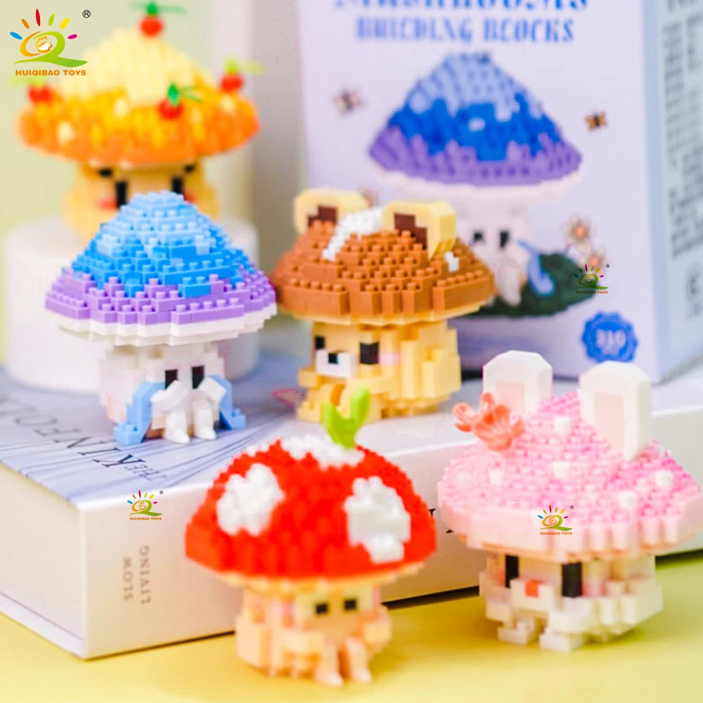 PENDRA Cartoon Mushroom Micro Building Set
