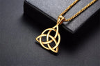 Lucky Triquetra Knot Charm Pendant Necklace Stainless Steel Irish Jewelry for Men Unisex