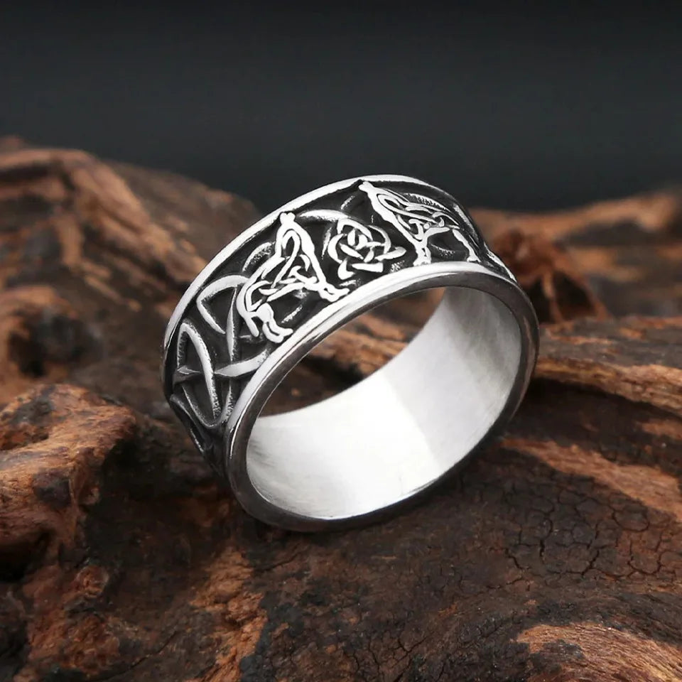 PENDRA Wolfduo Nordic Double Wolf Ring