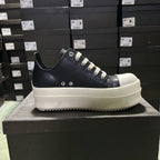 PENDRA Noir Luxe Black Genuine Leather 6cm Platform Flat Sneakers