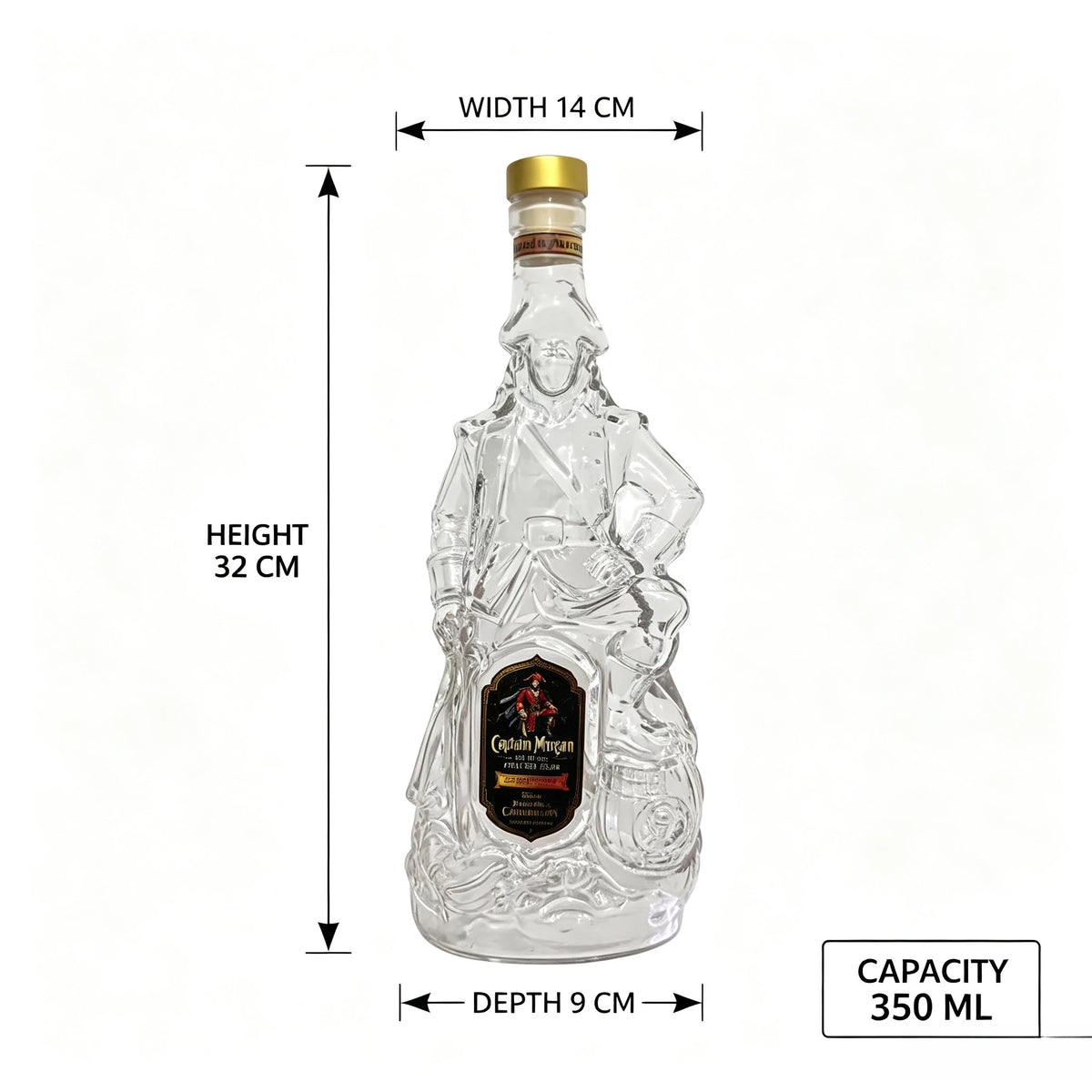 Pirate Captain Shaped Glass Decanter Unique Whiskey Liquor Bottle Barware Home Decor Collectible Drinking Gift