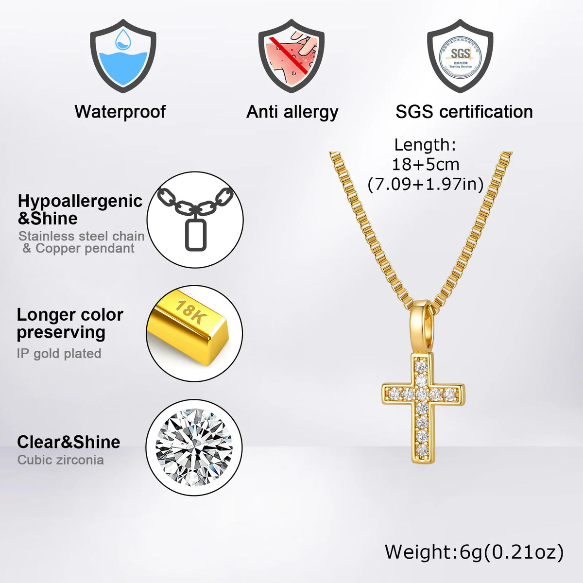 PENDRA Cross Zircon Pendant Necklace