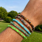 Bohemian Natural Stone Beads Bracelet for Men,Handmade Turquoise Adjustable Rope Wristband,Summer Trendy Jewelry Gift