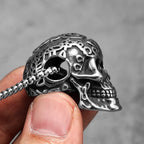 Carved Skull Stainless Steel Men Women Necklaces Pendant Chain Trendy Punk Gothic Jewelry Creativity Gift Dropshipping Wholesale