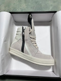 PENDRA Ash Geobasket Grey Cow-Suede High-Top Zip Thick-Sole Ankle Boots