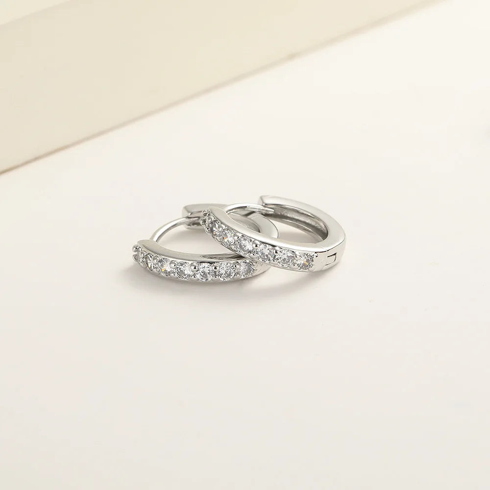 PENDRA Diamond Studded Hoop Sterling Earrings