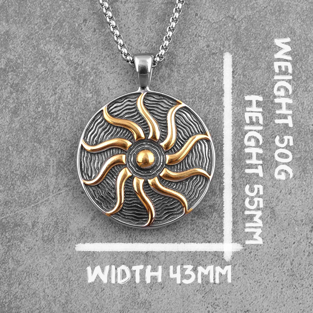 PENDRA Apollo Talisman Sun Steel Necklace