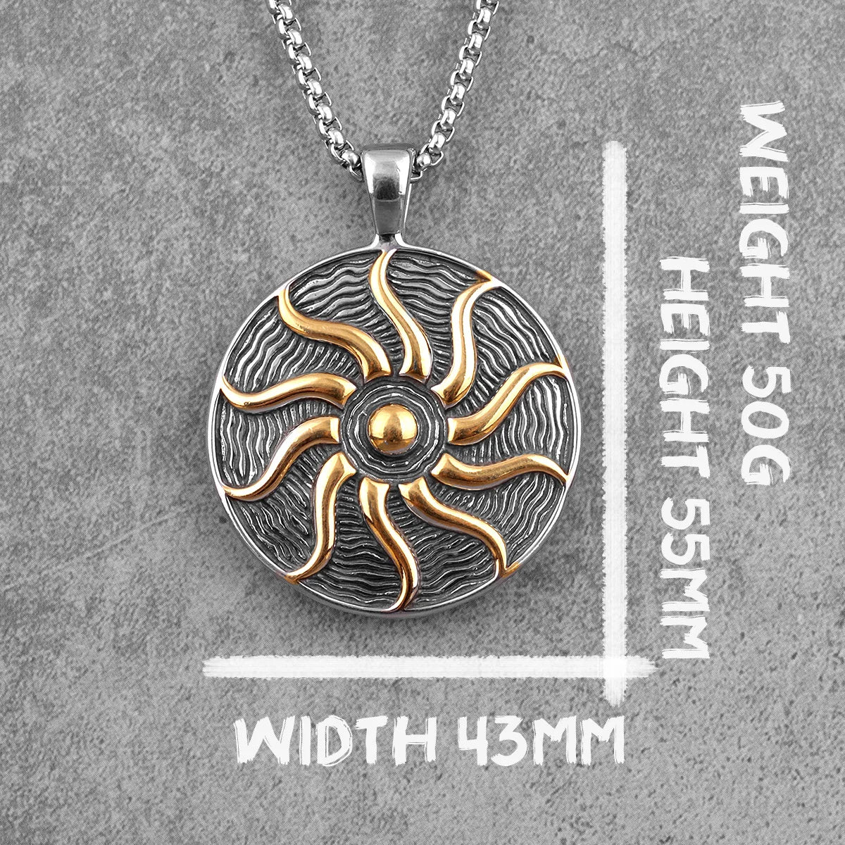 PENDRA Apollo Talisman Sun Steel Necklace