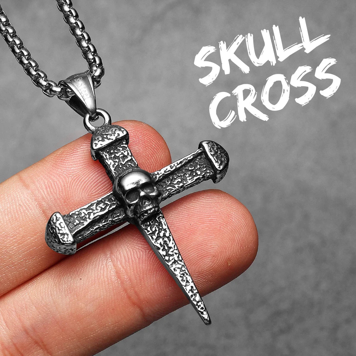 PENDRA Skull Turquoise Cross Steel Necklace