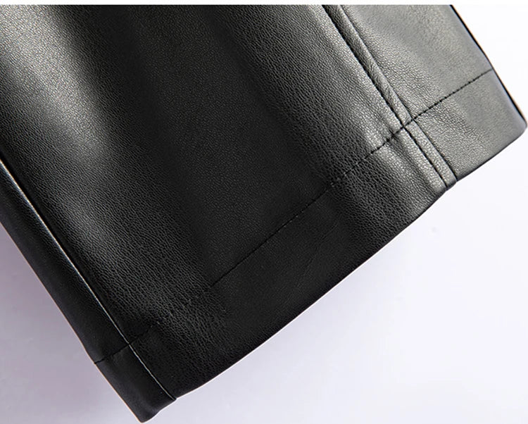 PENDRA Slim Straight High Waist PU Leather Pants