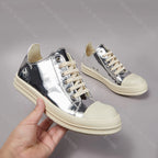 PENDRA Silver Shadow Silver Low-Top Lace-Up Flat Sneakers