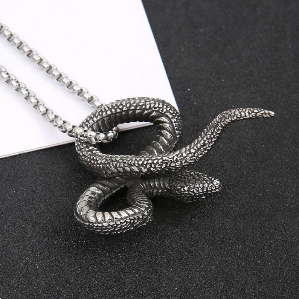 PENDRA Serpentsteel 316L Stainless Steel Snake Pendant