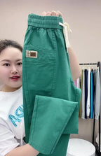 Women's Harem pants Summer Vintage Thin High Waist Straight Casual Pants Women Fashion Loose Cotton linen pants Trousers Female